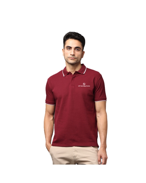 Greys & Blues Pima Collar T-Shirt Wine With White Tipping